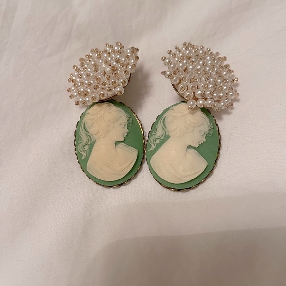 Nicola Bathie Jewelry - Nicola Bathie Cameo Green Earrings